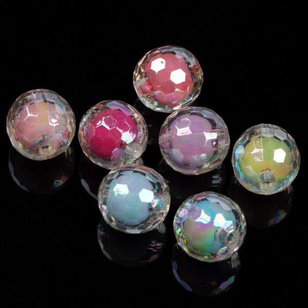 Wholesale Multi Faceted Acrylic Beads Electroplating Illusion Beads DIY Bead Accessories on Sale