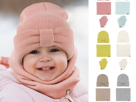 Wholesale Children s Hat Bow Baby Hat Scarf Gloves Set Discount