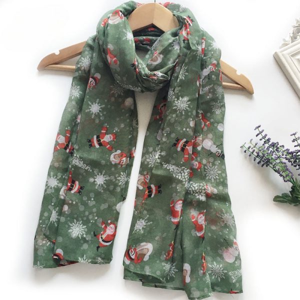 Wholesale Christmas Balinese Gauze Elderly Snowman Elk Scarves Sale