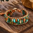 Wholesale Imperial Stone Cow Leather Rope Hand Woven Ethnic Style Leather Bracelet Discount