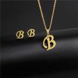 Wholesale Stainless Steel 26 Letter Necklace Earrings Two Piece Set Fashion