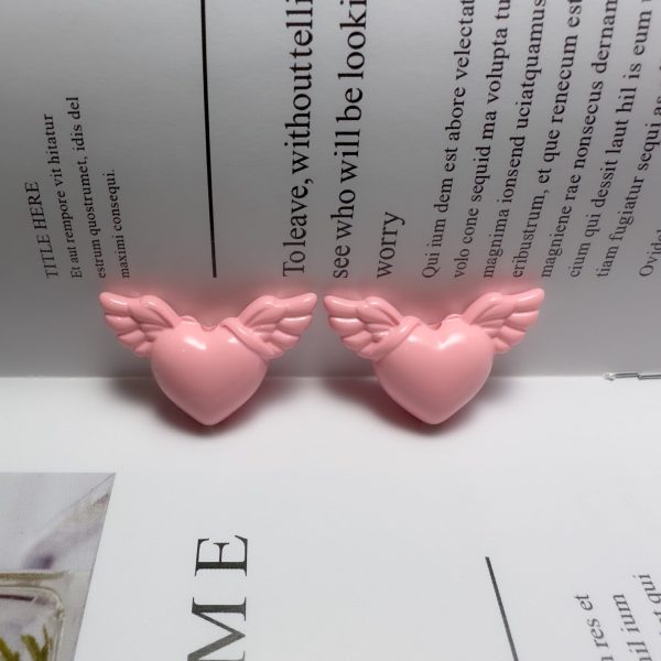 Wholesale of 100PCS PACK Acrylic Solid Color Baked Paint, Love Angel Wings, Plated with Colored Straight Hole Beads Cheap