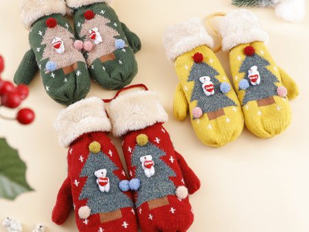 Wholesale Christmas Plush and Thickened Imitation Cashmere Knitted Yarn Gloves Fashion