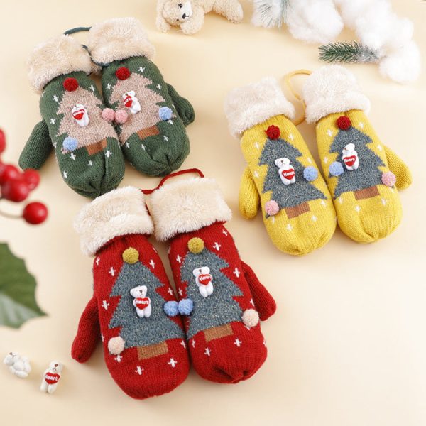 Wholesale Christmas Plush and Thickened Imitation Cashmere Knitted Yarn Gloves Fashion