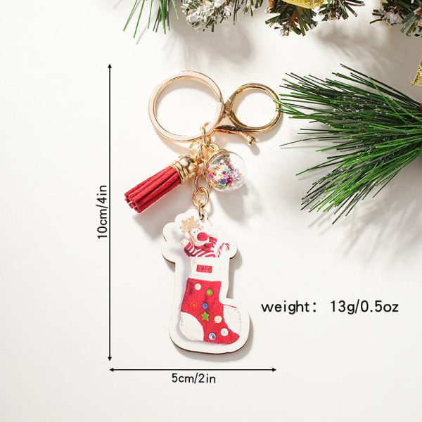 Wholesale Creative Cartoon DIY Christmas Socks Pentagram Planet Metal Keychain Sale