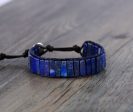 Wholesale Natural Stone Square Tube 4*13MM Leather Beaded Bracelet For Sale