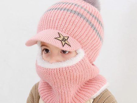 Wholesale Autumn and Winter 5-12 Years Old Middle-aged and Older Children Plus Velvet Scarf Fur Ball Woolen Hat Fashion