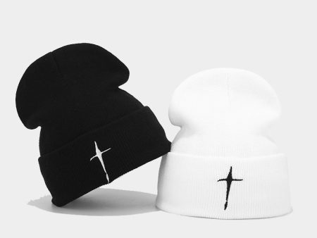 Wholesale Autumn and Winter Cross Embroidery Knitted Wool Hats Cheap