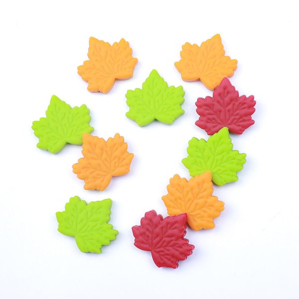 Wholesale 20pcs Cartoon Maple Leaf Silicone Beads Hot on Sale