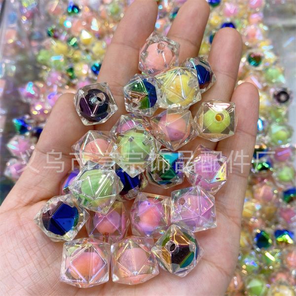 Wholesale 200PCS DIY Color Plated 16MM Polygonal Diamond Beads Sale