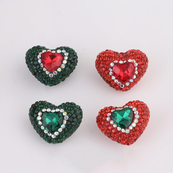 Wholesale Christmas Heart Straight Hole Full Drill Clay Beads For Discount