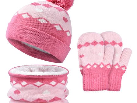 Wholesale Children s Winter Hat Knitted Woolen Scarf Gloves Set Cheap