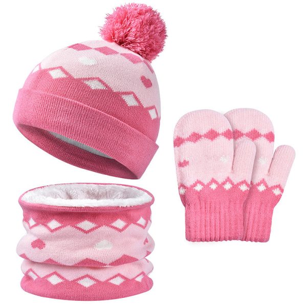 Wholesale Children s Winter Hat Knitted Woolen Scarf Gloves Set Cheap