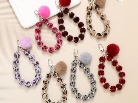 Wholesale Plush Ball Beaded Mobile Phone Lanyards Supply