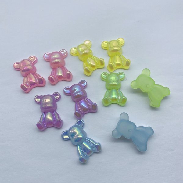 Wholesale 200PCS Acrylic Electroplated Colorful Bear Beads Hot on Sale