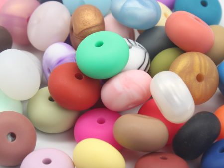 Wholesale 10PCS Food Grade Chewable Flat Beads Silicone Teeth Gum Loose Beads Abacus Beads Online Sale