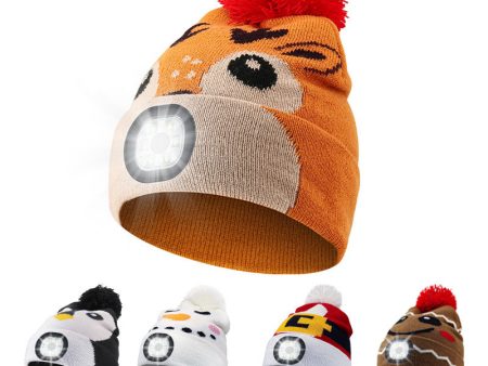 Wholesale Led Rechargeable Removable and Washable Children s Luminous Outdoor Warm Knitted Hat Cheap