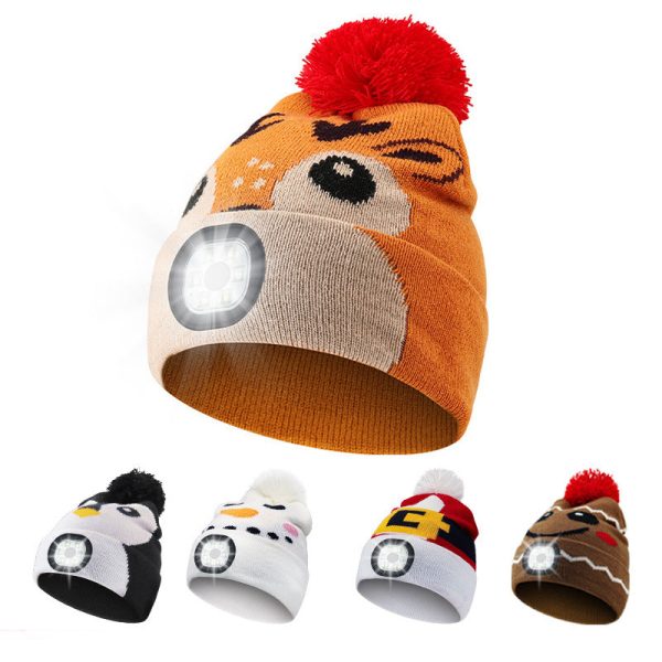 Wholesale Led Rechargeable Removable and Washable Children s Luminous Outdoor Warm Knitted Hat Cheap