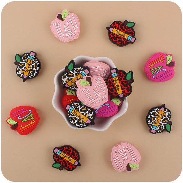 Wholesale Cartoon Apple Teacher Silicone Focal Beads Discount