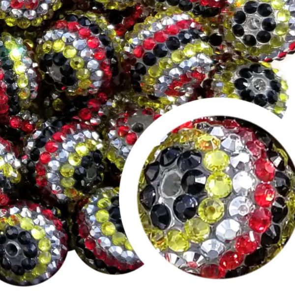 Wholesale 20MM Resin Diamond Ball Beads Red White and Black Striped Diamond Ball Beads Sale