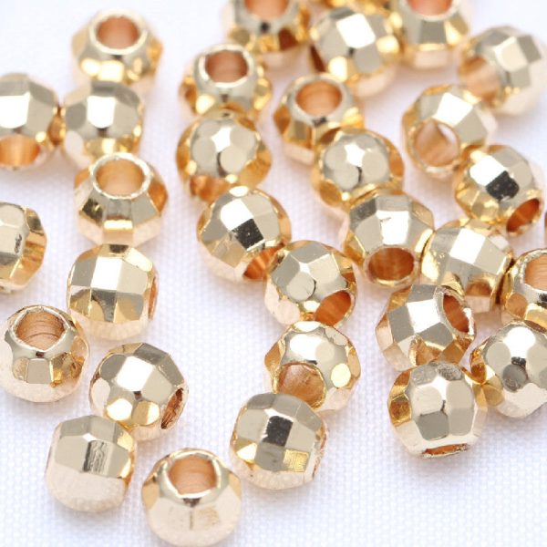 Wholesale of 100PCS Copper 14K Gold Coated Color Preserving Laser Beads with Corner Cutting Beads For Cheap