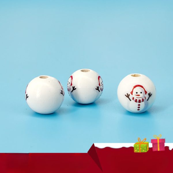 Wholesale 10PCS Christmas Decoration Wooden Beads DIY Children’s Round Beads Discount