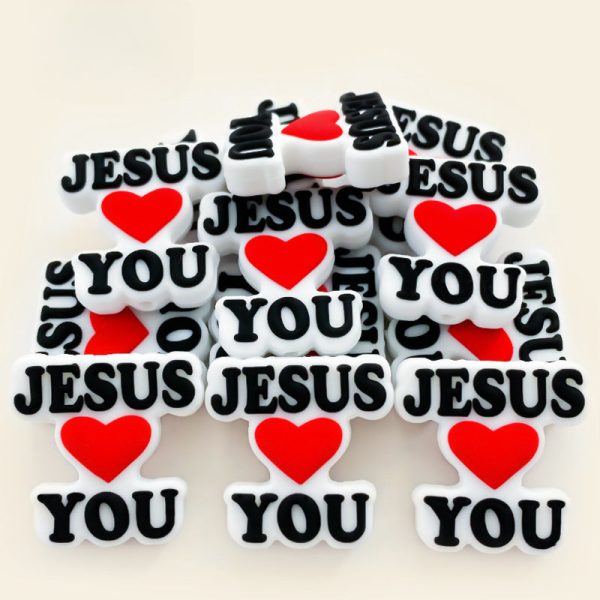 Wholesale 10PCS Love Jesus Silicone Focus Beads Online