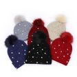 Wholesale Rivet Pearl Woolen Hat Fur Ball Cap Warm Hat Cheap