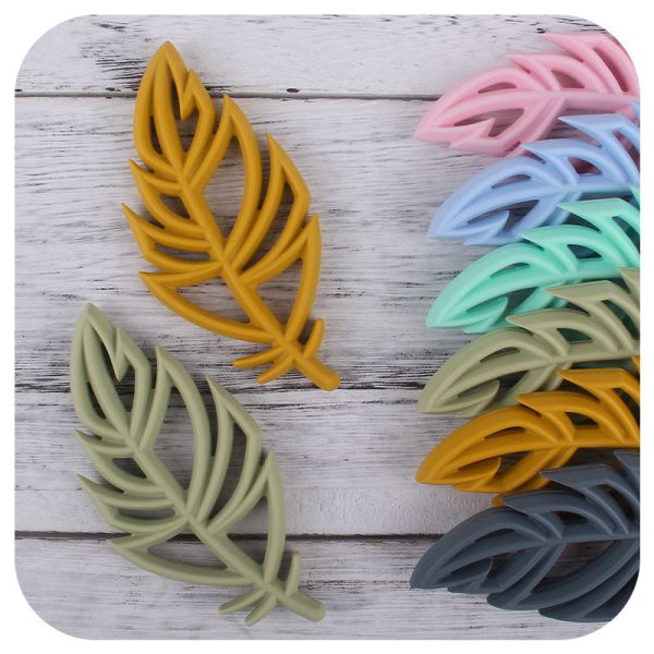 Wholesale 3PCS DIY Cartoon Silicone Leaf Feathers Focal Beads Online Hot Sale