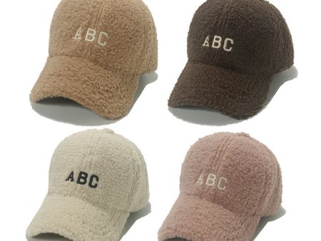 Wholesale Autumn and Winter ABC Letter Embroidery Lamb Wool Baseball Cap Online now