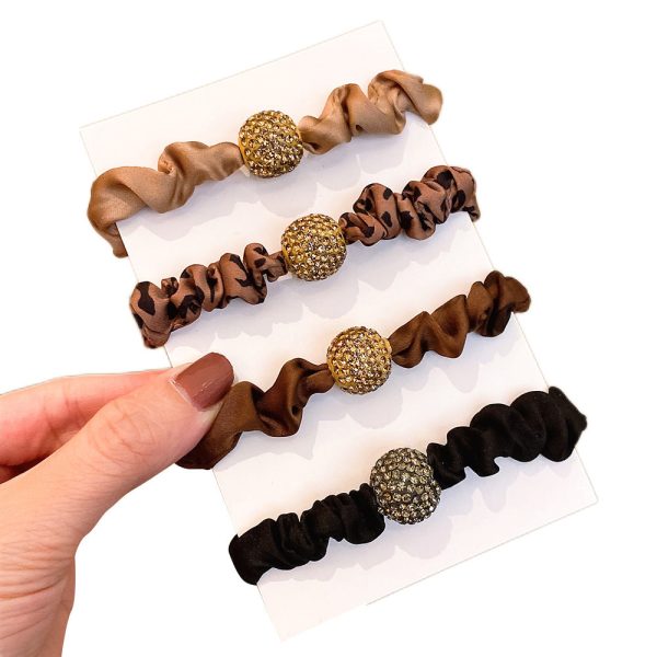 Wholesale Leopard Print Rhinestone Headband Hair Tie For Sale