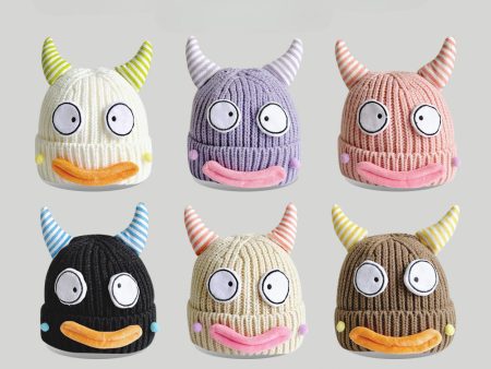 Wholesale 2023 Halloween Autumn and Winter Horns Funny Parent-child Knitted Wool Hat on Sale