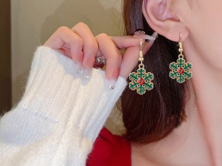 Wholesale Christmas Snowflake Oil Inlaid Diamond DIY Earrings Fashion