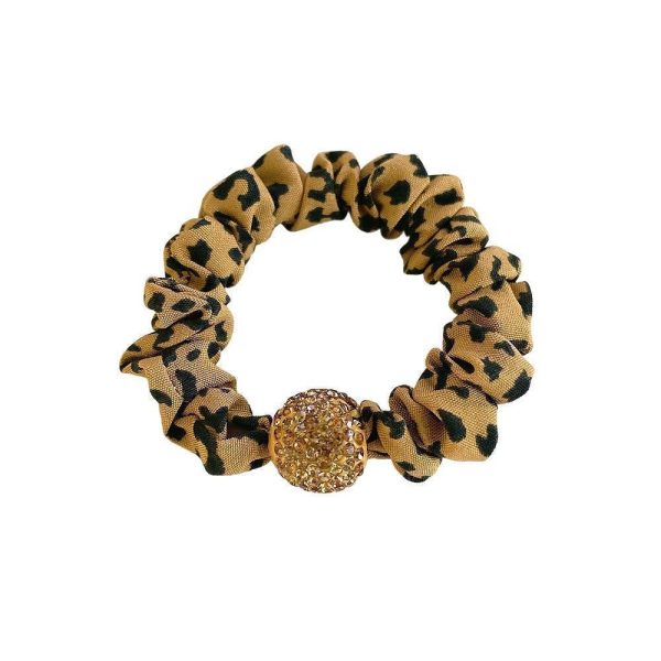 Wholesale Leopard Print Rhinestone Fabric High Elastic Large Intestine Hair Tie on Sale