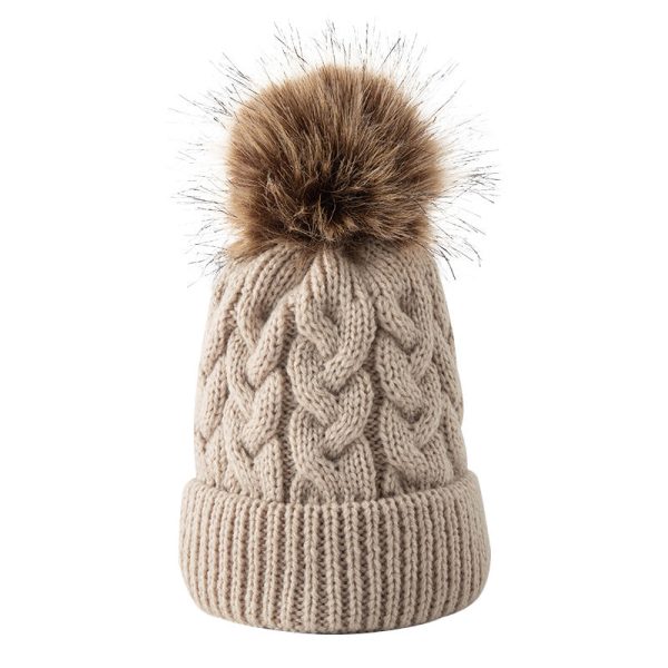 Wholesale Children s Autumn and Winter Hats Fur Ball Thickened Woolen Hat Discount