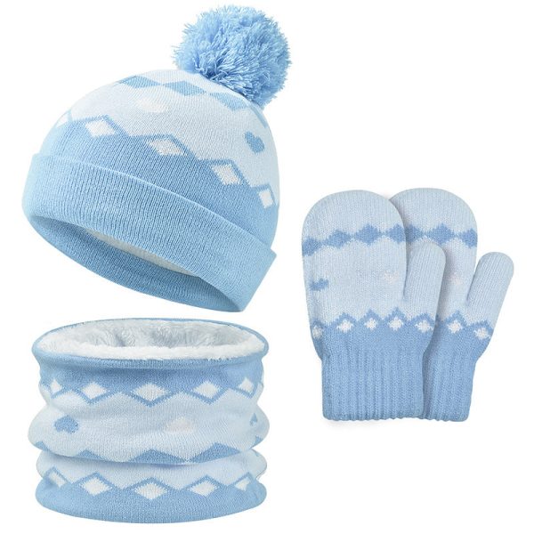 Wholesale Children s Winter Hat Knitted Woolen Scarf Gloves Set Cheap