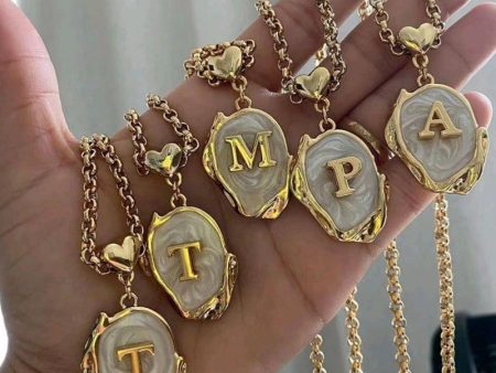 Wholesale 26 Letters Oil Dripping Three-dimensional 18K Gold Plated Stainless Steel Necklace For Cheap