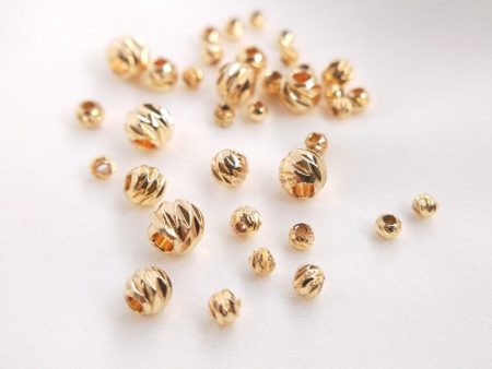 Wholesale of 100PCS Copper Cut Corner Beads with Melon Pattern Round Beads DIY String Beads Separated By Beads Fashion