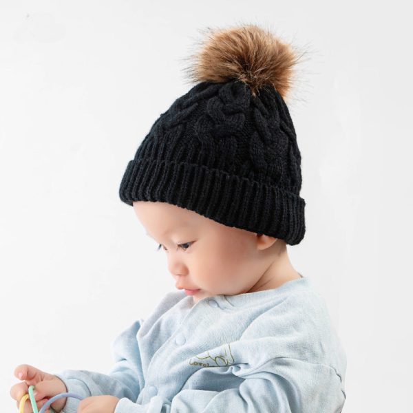 Wholesale Children s Autumn and Winter Hats Fur Ball Thickened Woolen Hat Discount