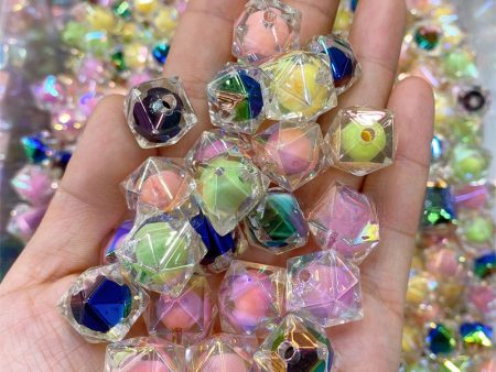 Wholesale 200PCS DIY Color Plated 16MM Polygonal Diamond Beads Sale