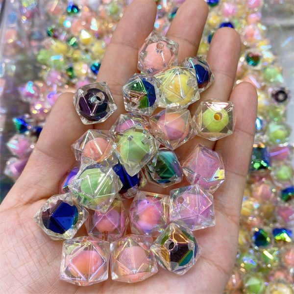 Wholesale 200PCS DIY Color Plated 16MM Polygonal Diamond Beads Sale