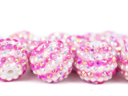 Wholesale 20MM Resin Diamond Ball Beads Rose Red and White Striped Diamond Ball Beads Online Hot Sale