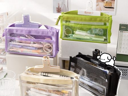 Wholesale Large Capacity Six-layer Transparent Canvas Pencil Case Online now