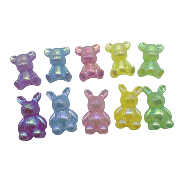 Wholesale 200PCS Acrylic Electroplated Colorful Bear Beads Hot on Sale