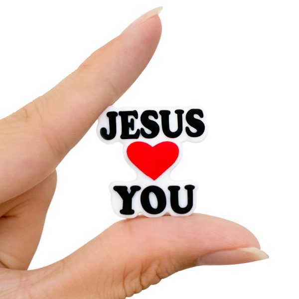 Wholesale 10PCS Love Jesus Silicone Focus Beads Online