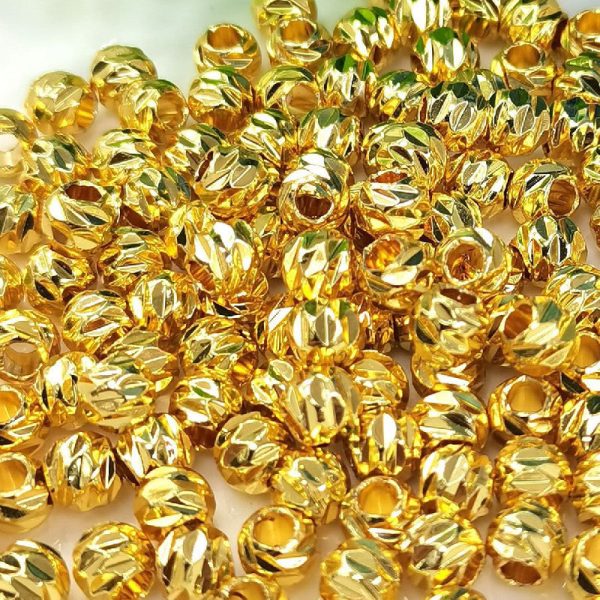 Wholesale of 100PCS Copper Cut Corner Beads with Melon Pattern Round Beads DIY String Beads Separated By Beads Fashion