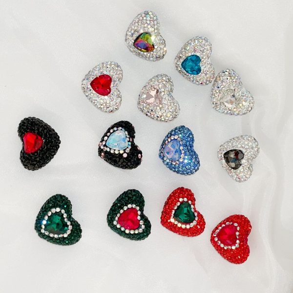 Wholesale Christmas Heart Straight Hole Full Drill Clay Beads For Discount