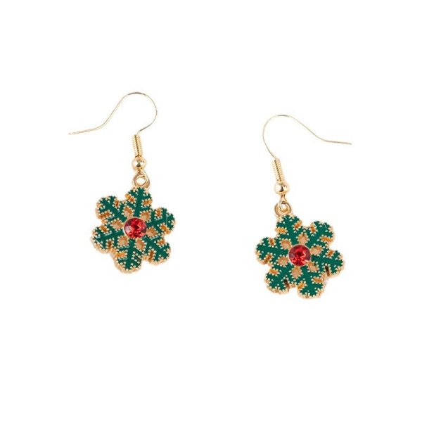 Wholesale Christmas Snowflake Oil Inlaid Diamond DIY Earrings Fashion