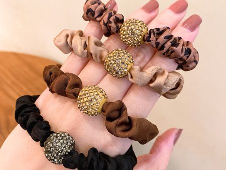 Wholesale Leopard Print Rhinestone Headband Hair Tie For Sale