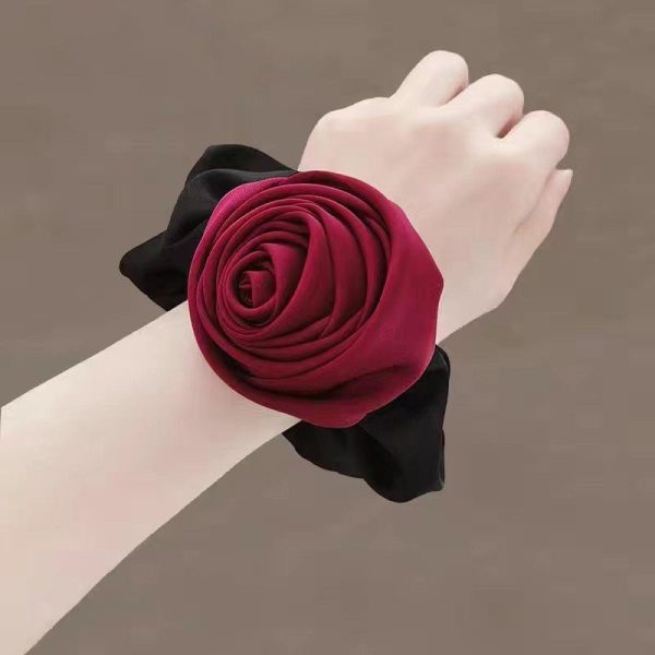 Wholesale Rose Fabric Large Intestine Hair Tie Fashion